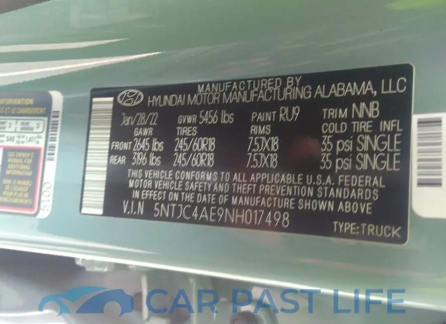 5NTJC4AE9NH017498# 9