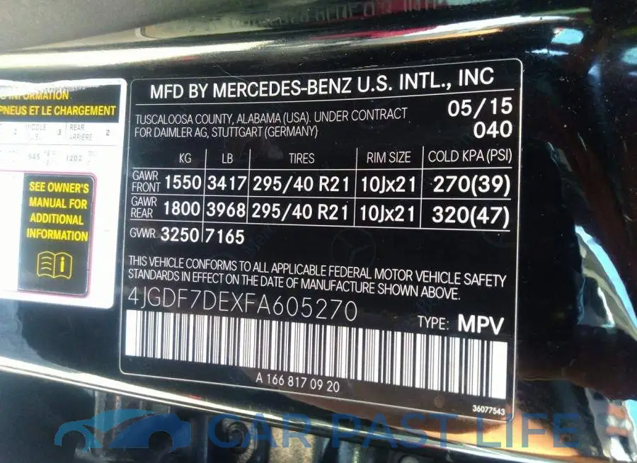 4JGDF7DEXFA605270# 9
