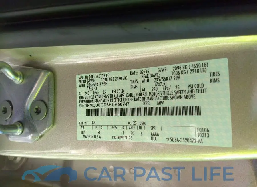 1FMCU0GD6HUB56747# 9