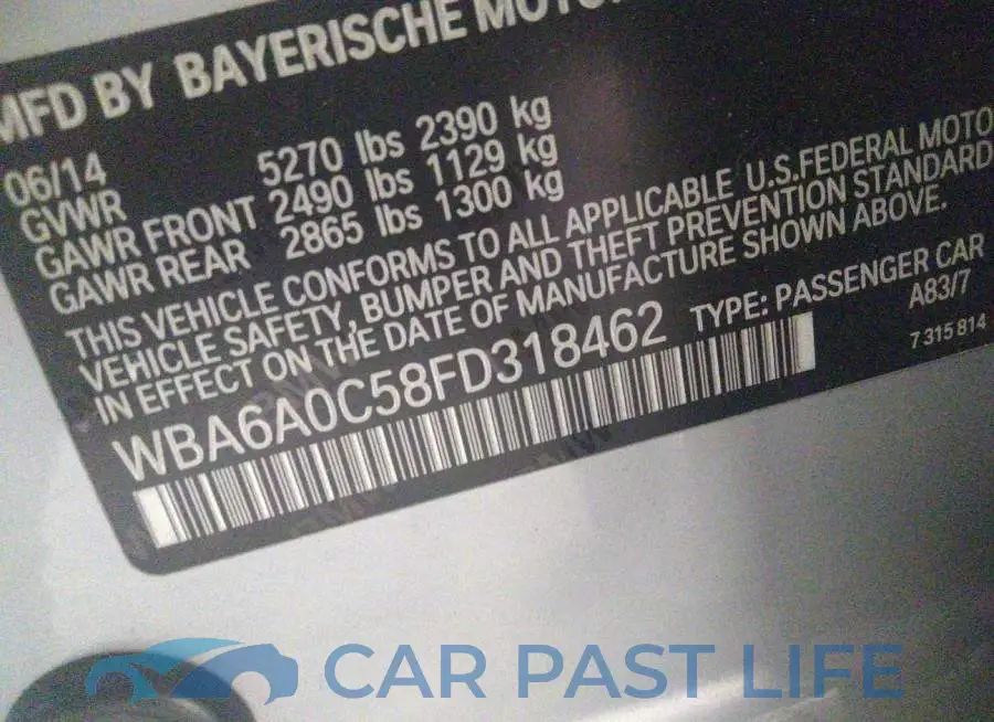 WBA6A0C58FD318462# 9