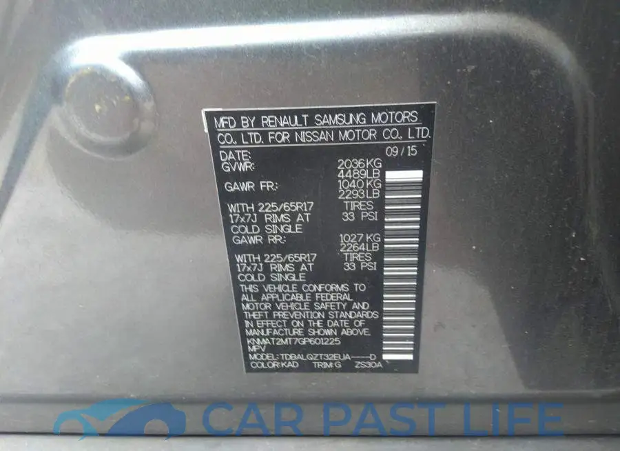 KNMAT2MT7GP601225# 9