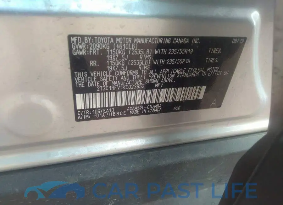2T3C1RFV1KC023952# 9