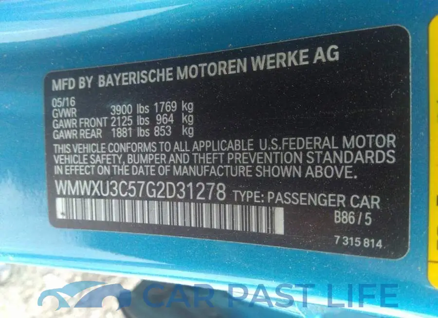 WMWXU3C57G2D31278# 9