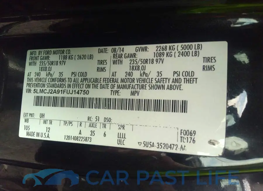 5LMCJ2A91FUJ14750# 9