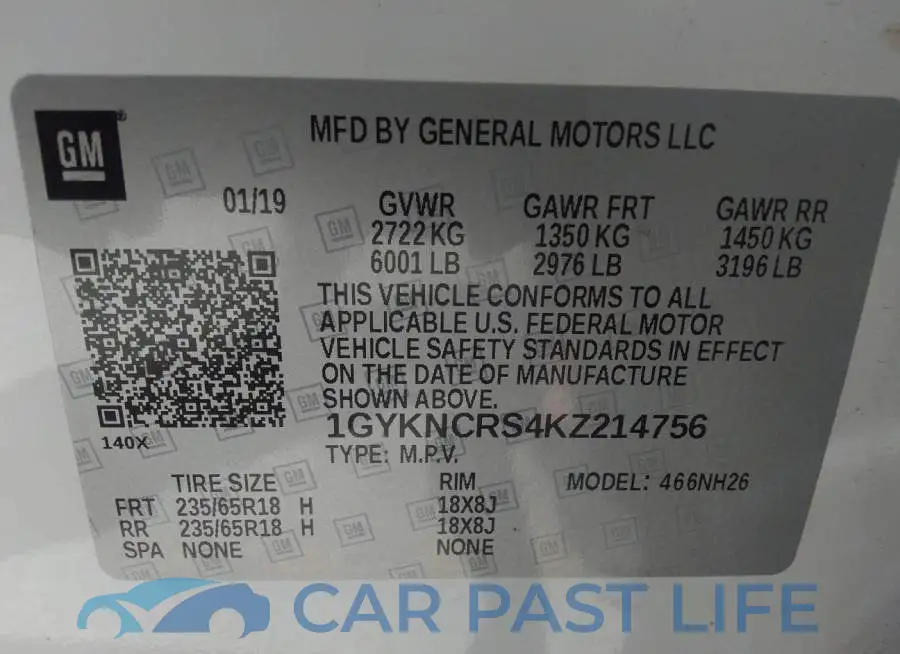 1GYKNCRS4KZ214756# 9