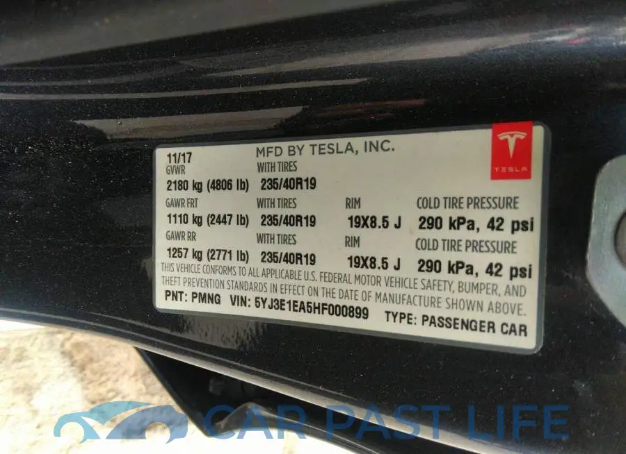 5YJ3E1EA5HF000899# 9