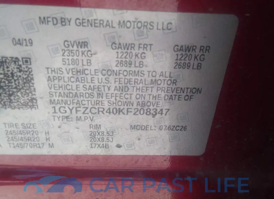 1GYFZCR40KF208347# 9