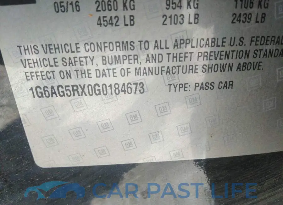 1G6AG5RX0G0184673# 9