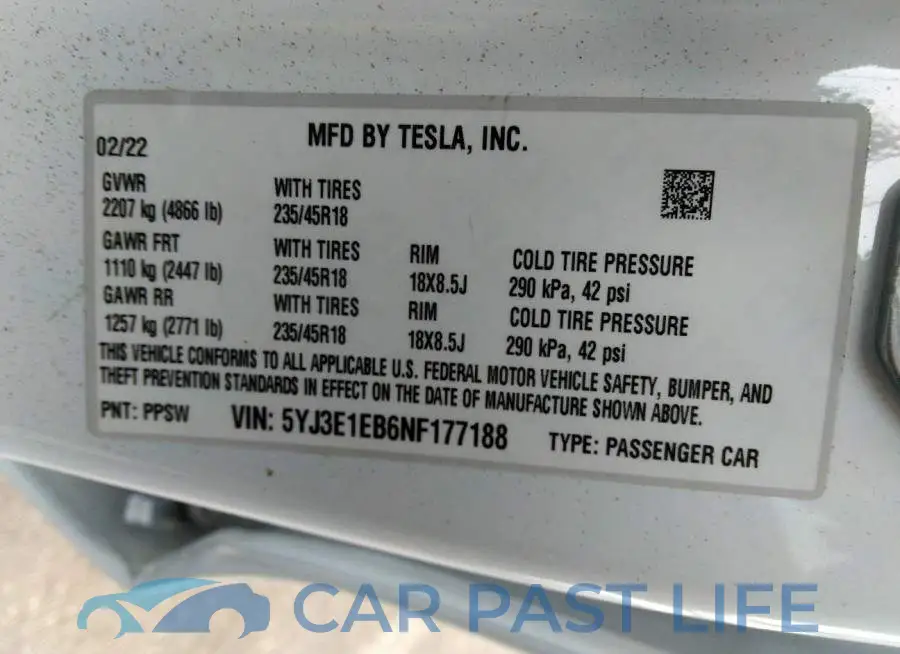 5YJ3E1EB6NF177188# 9