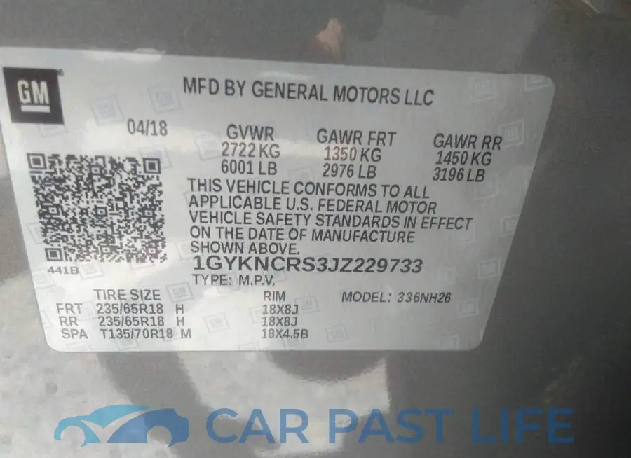 1GYKNCRS3JZ229733# 9