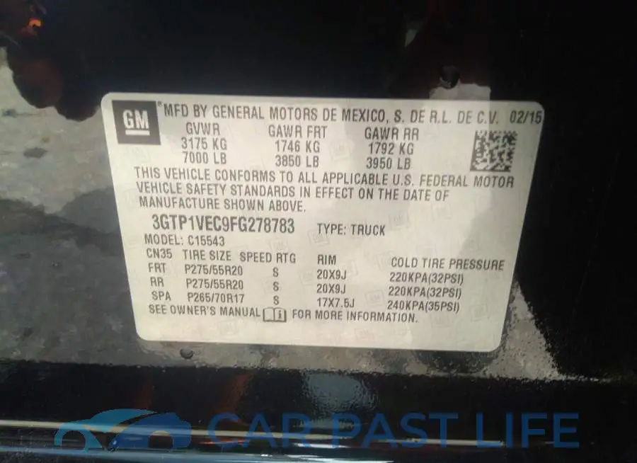 3GTP1VEC9FG278783# 9