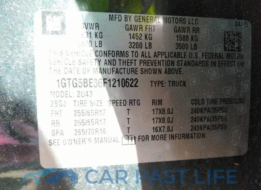 1GTG5BE36F1210622# 9