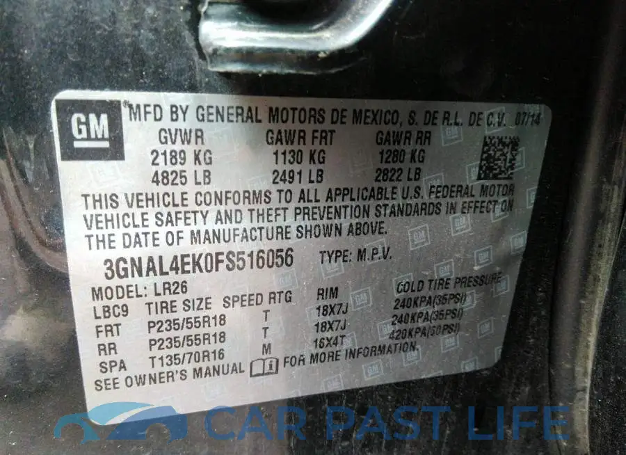 3GNAL4EK0FS516056# 9