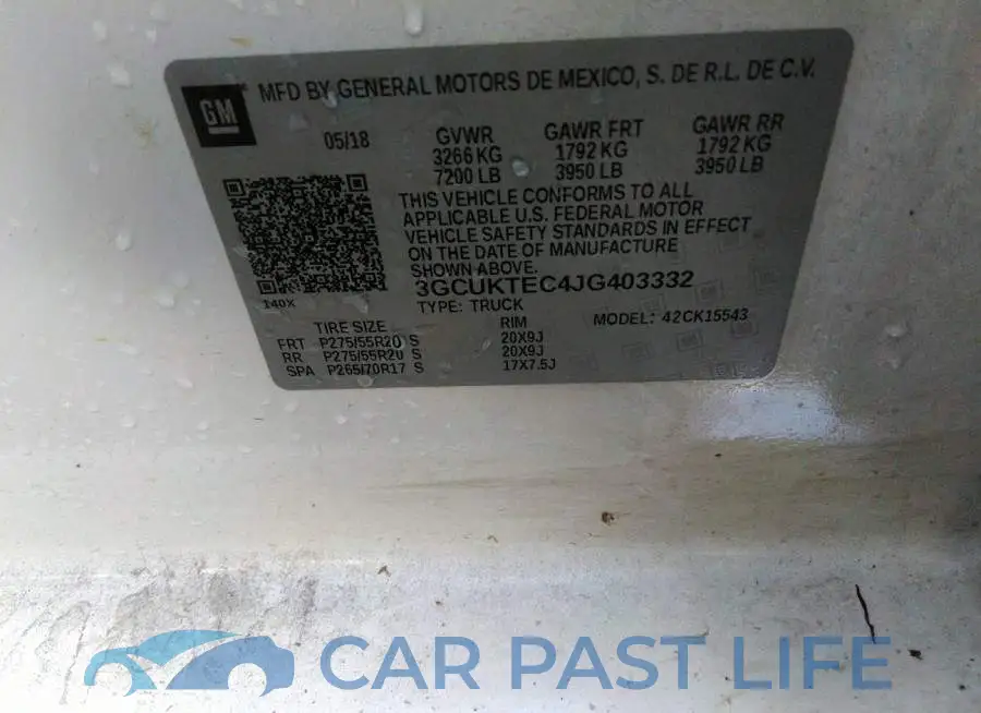 3GCUKTEC4JG403332# 9