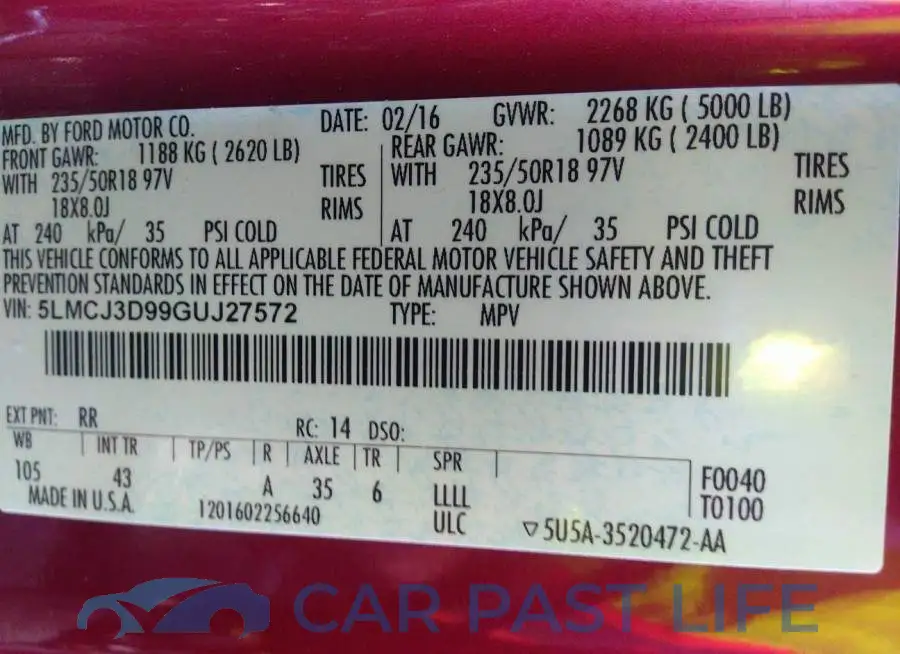 5LMCJ3D99GUJ27572# 9