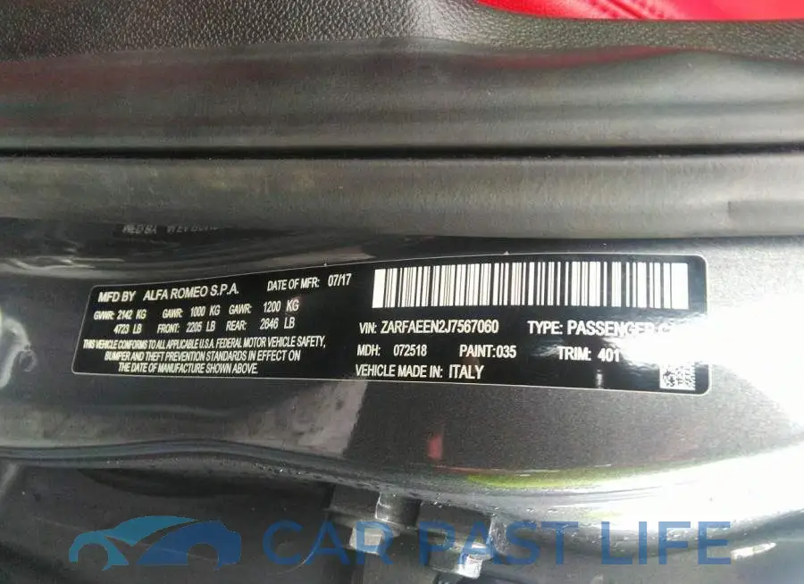 ZARFAEEN2J7567060# 9