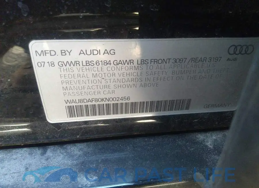 WAU8DAF80KN002456# 9