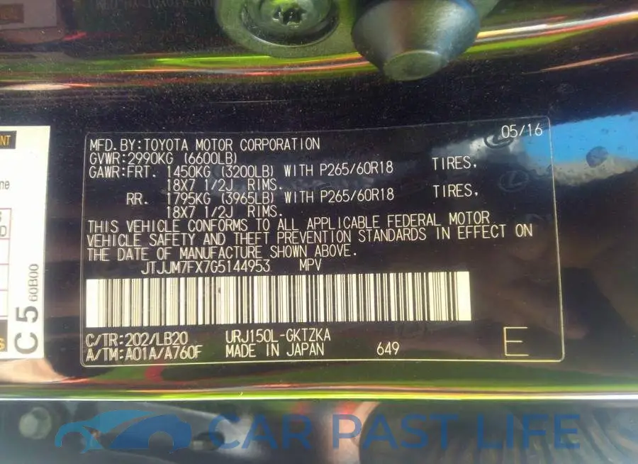 JTJJM7FX7G5144953# 9