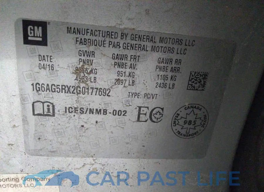 1G6AG5RX2G0177692# 9