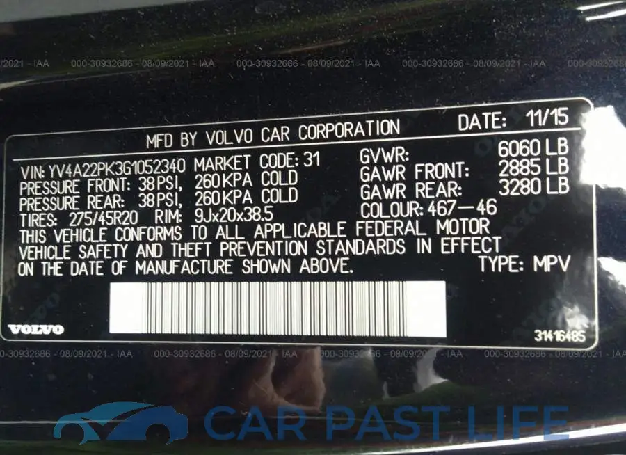 YV4A22PK3G1052340# 9