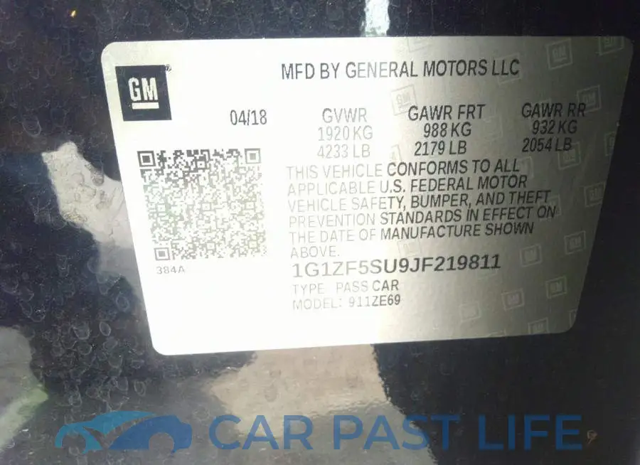 1G1ZF5SU9JF219811# 9