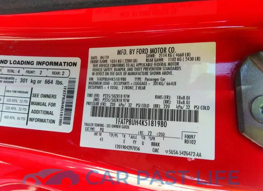 1FATP8UH4K5181980# 9