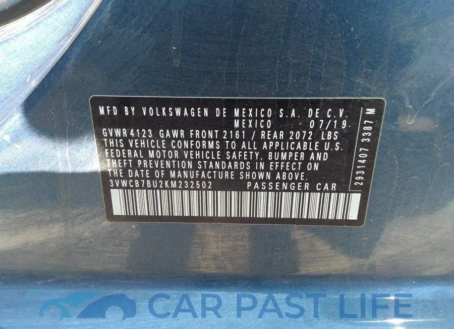 3VWCB7BU2KM232502# 9