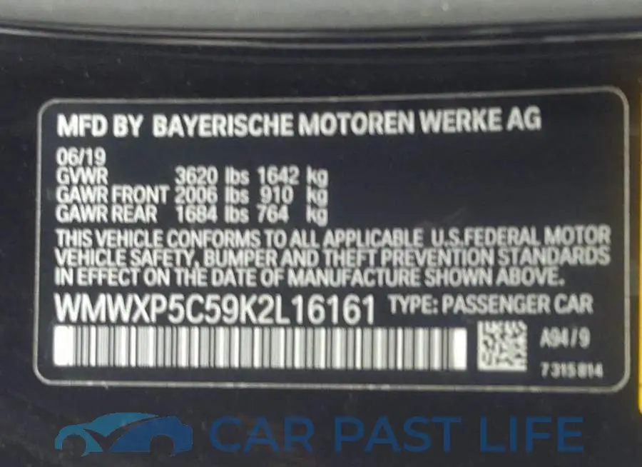 WMWXP5C59K2L16161# 9