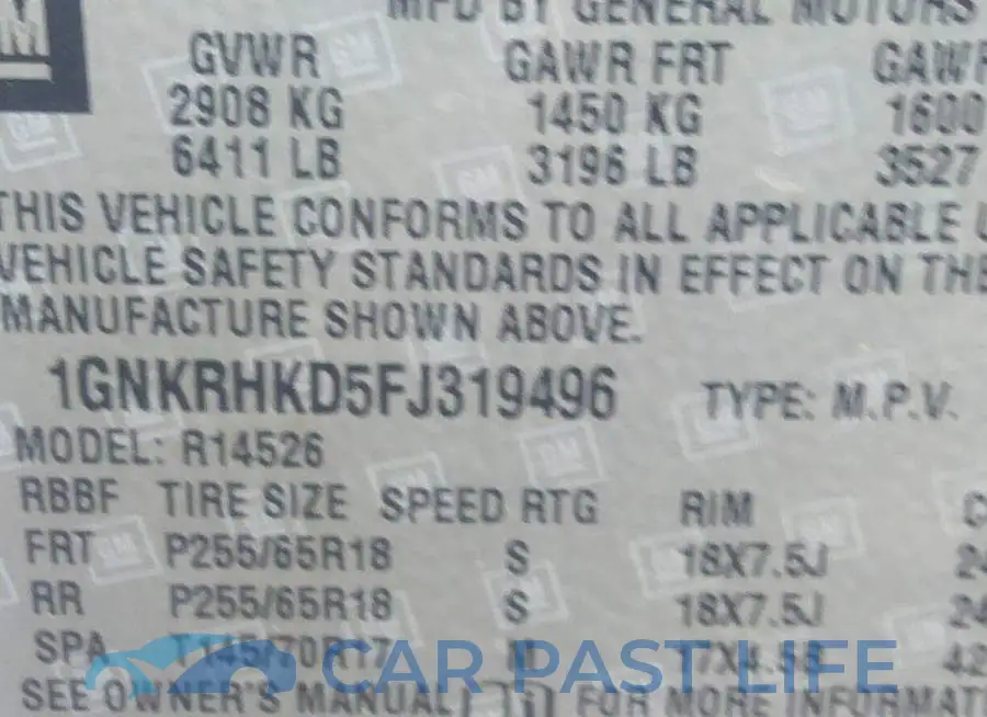 1GNKRHKD5FJ319496# 9