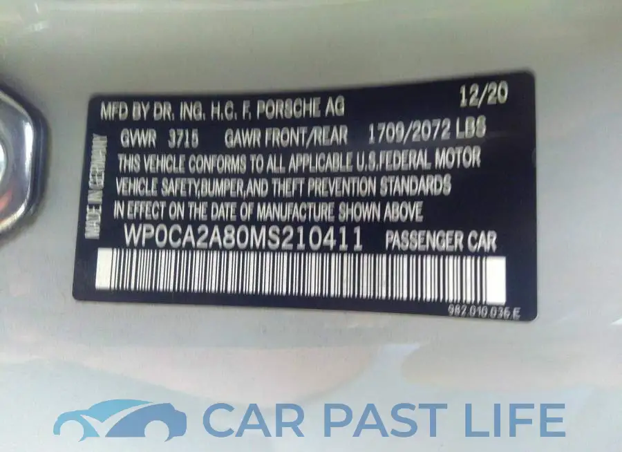 WP0CA2A80MS210411# 9