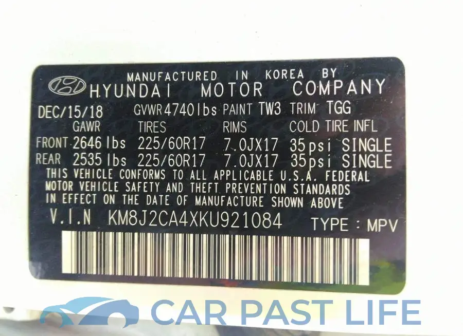 KM8J2CA4XKU921084# 9