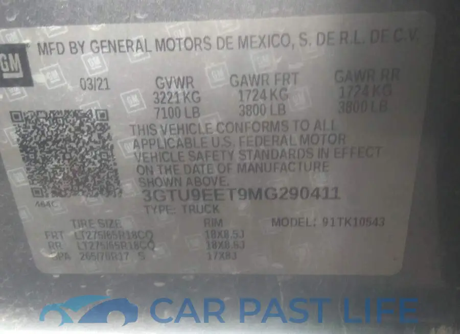 3GTU9EET9MG290411# 9