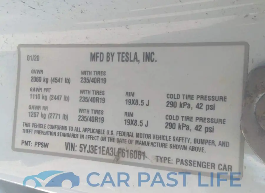 5YJ3E1EA3LF616061# 9