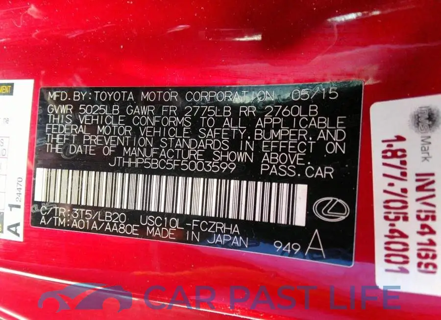 JTHHP5BC5F5003599# 9