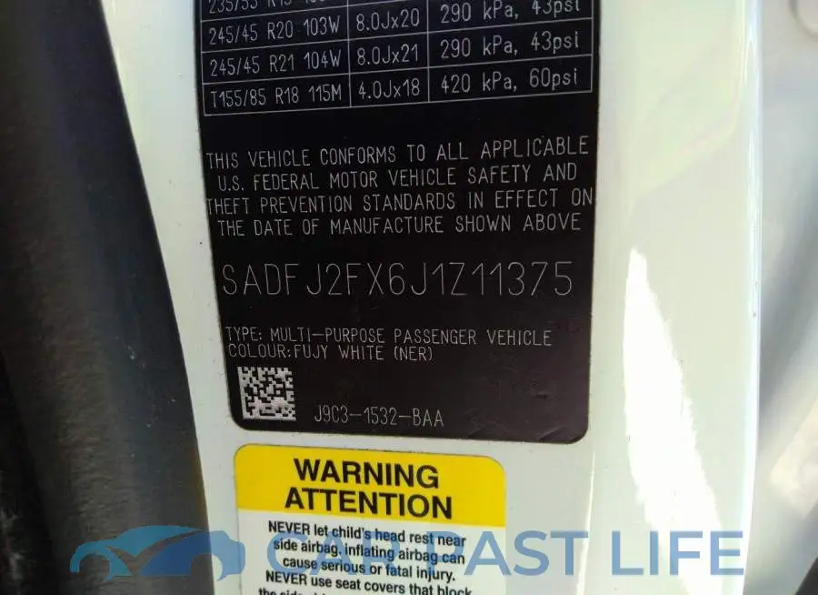 SADFJ2FX6J1Z11375# 9