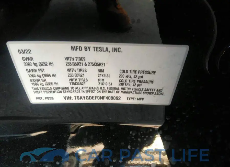 7SAYGDEF0NF408092# 9