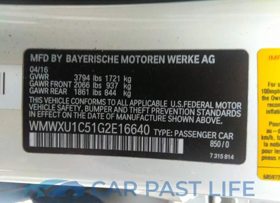 WMWXU1C51G2E16640# 9