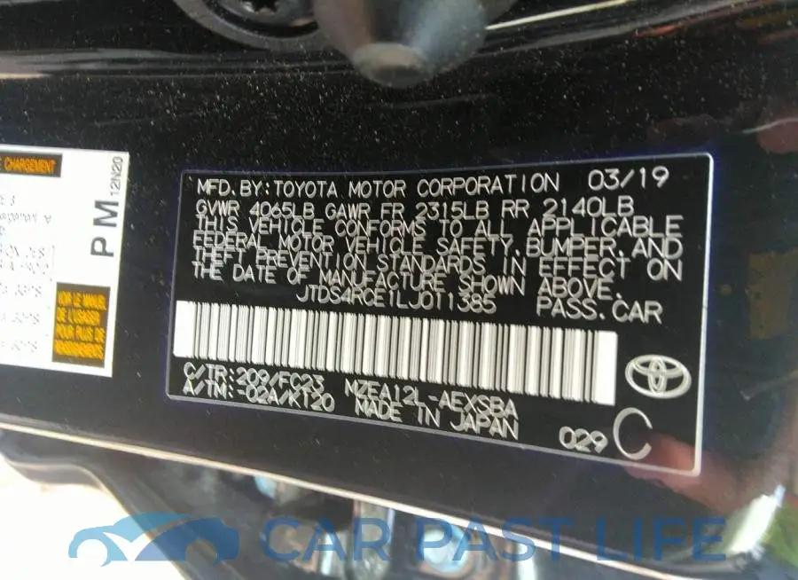 JTDS4RCE1LJ011385# 9