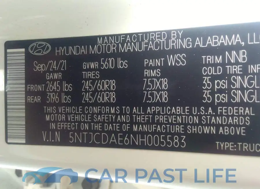 5NTJCDAE6NH005583# 9