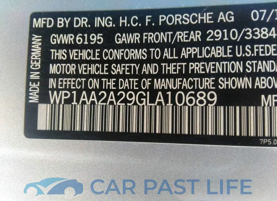 WP1AA2A29GLA10689# 9