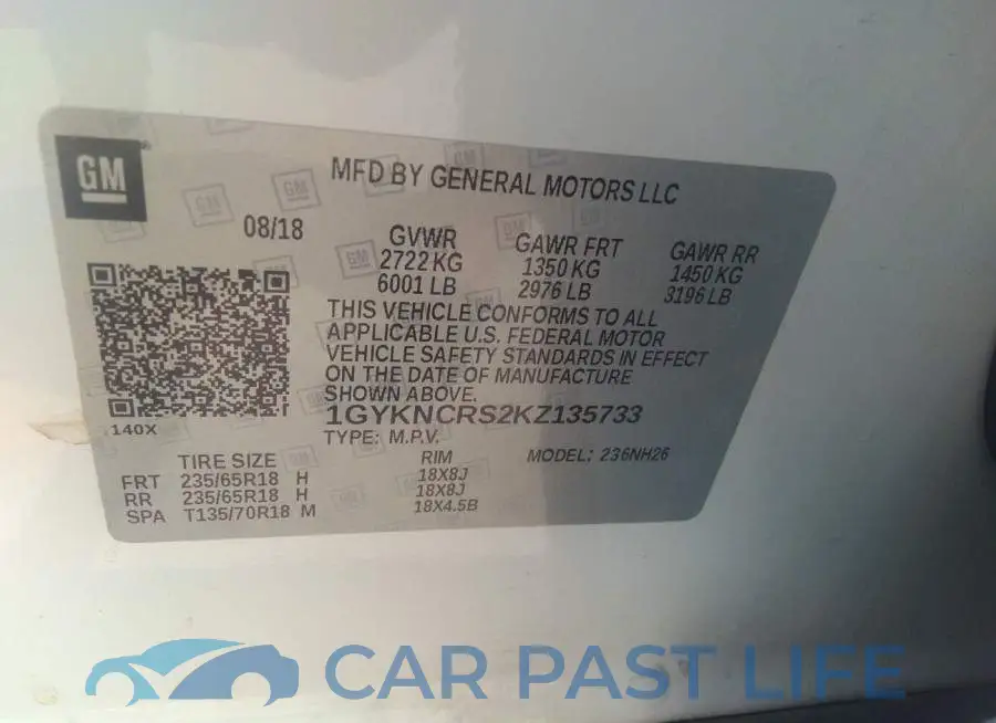 1GYKNCRS2KZ135733# 9