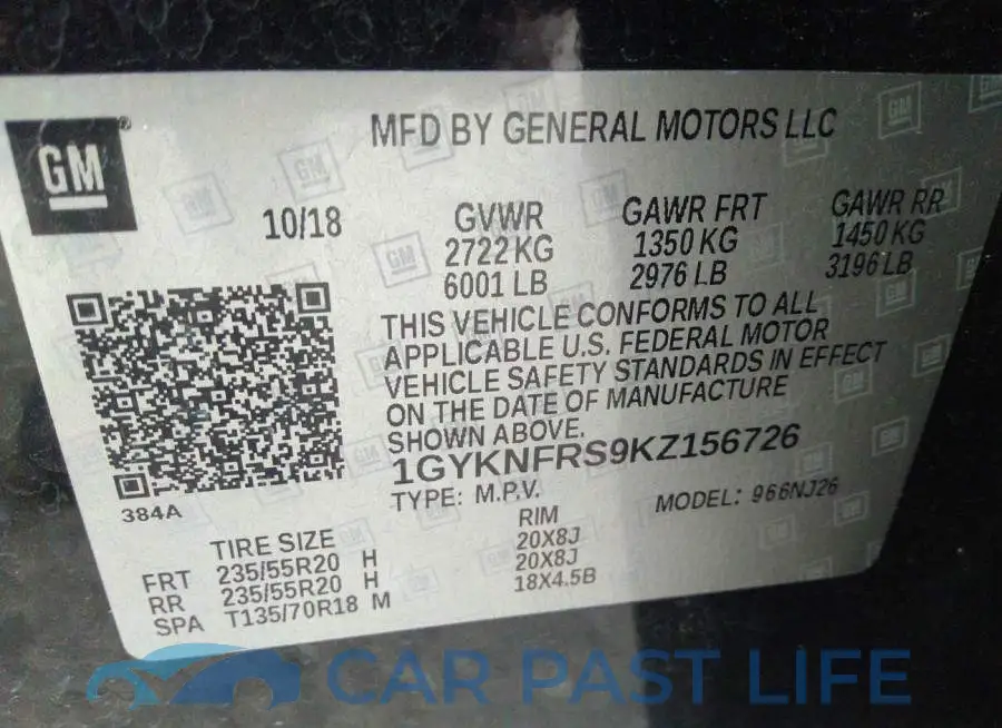 1GYKNFRS9KZ156726# 9