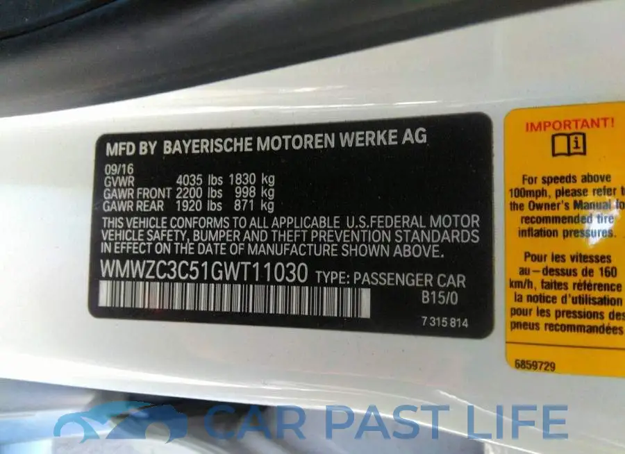 WMWZC3C51GWT11030# 9