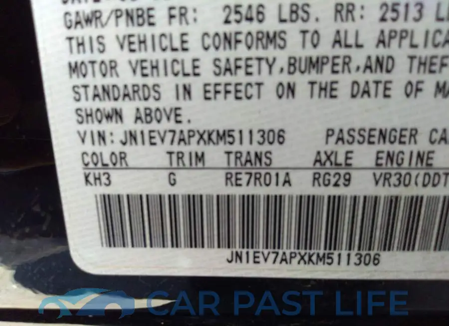 JN1EV7APXKM511306# 9