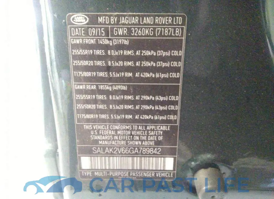 SALAK2V66GA789842# 9