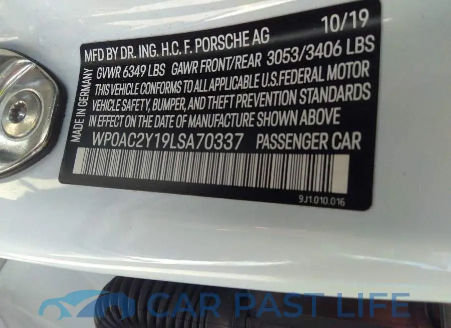 WP0AC2Y19LSA70337# 9