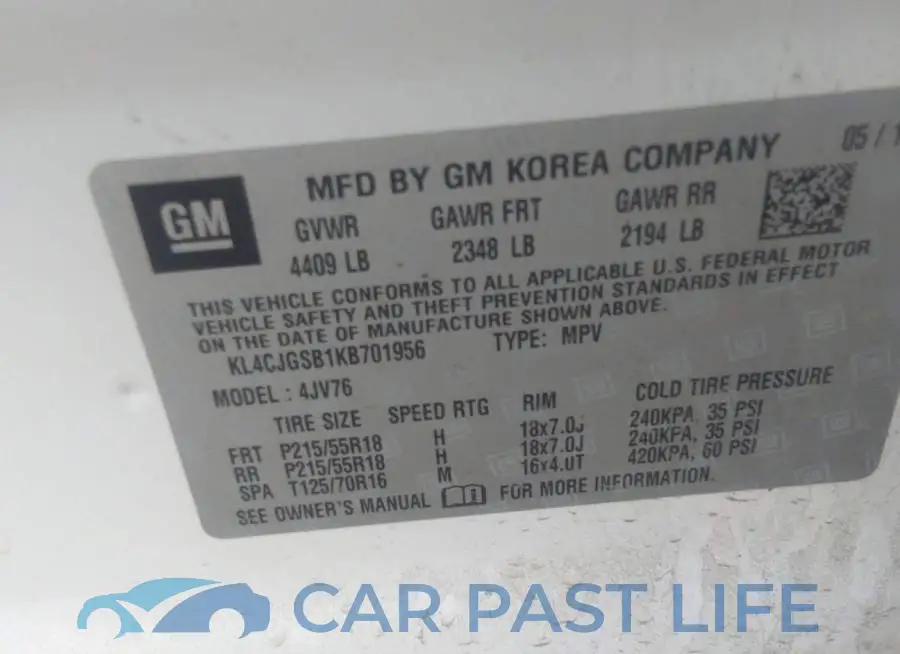 KL4CJGSB1KB701956# 9