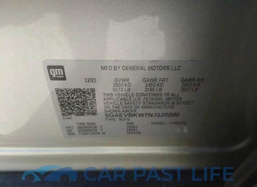 5GAEVBKW7NJ120000# 9