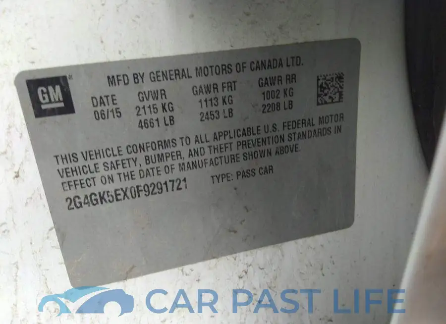 2G4GK5EX0F9291721# 9