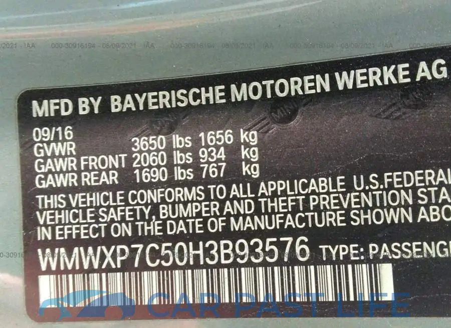 WMWXP7C50H3B93576# 9